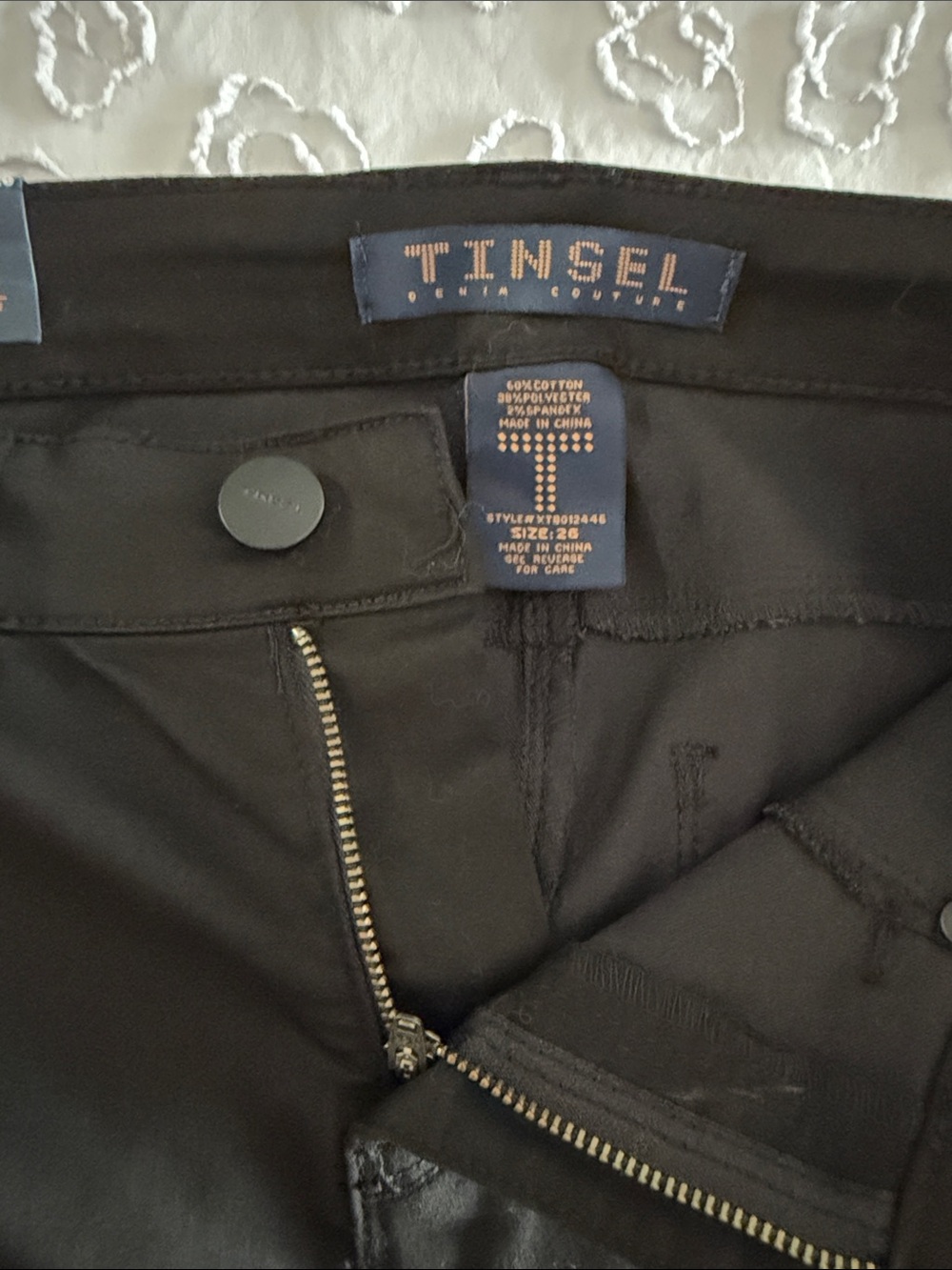 Tinsel Denim Couture Soft Black Stretch Skinny Jeans Size 26 Business Casual NWT - Picture 7 of 8